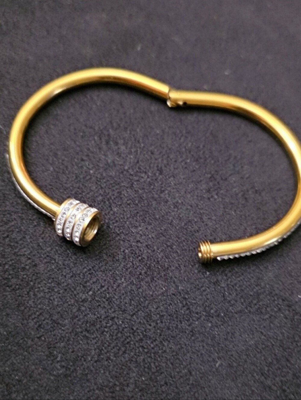 Gold Crystal Accent Women's Bangle Bracelet - Picture 2 of 2